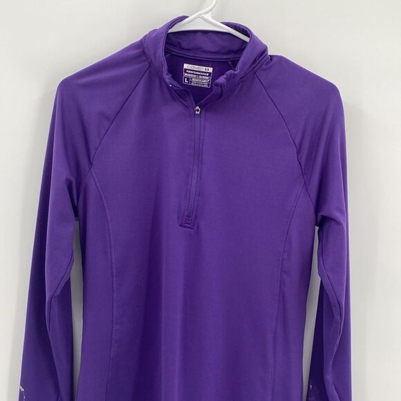 Layer 8 Performance Purple 1/4 Zip Long Sleeve Running Jacket Qwick-Dry Large - Picture 2 of 9